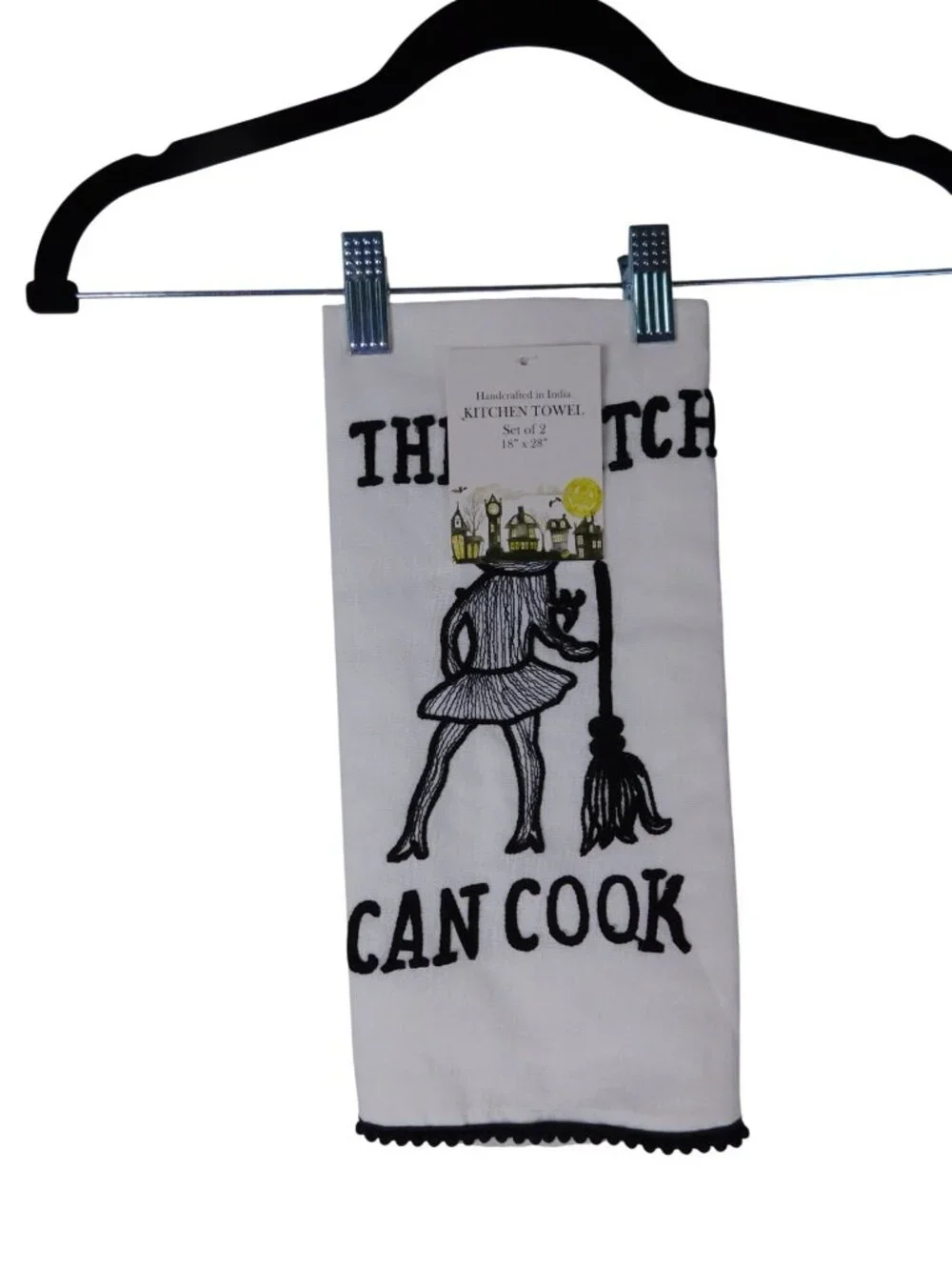 This Witch Can Cook Embroidered Kitchen Towel Set Of 2 Halloween Decor 18x28 Inc